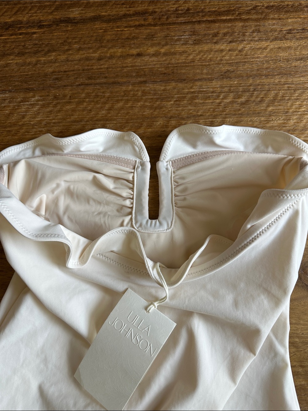Ulla Johnson Cream Strapless Ruffle One-Piece Bathing Suit - Picture 10 of 10